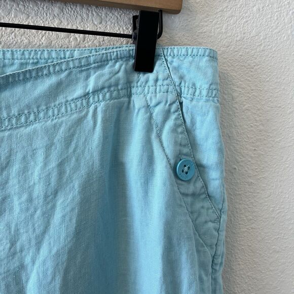 Chicos Women's Pants Size 1.5 Linen Sky Blue Relaxed Lagenlook Wide Leg Beachy - Picture 3 of 16